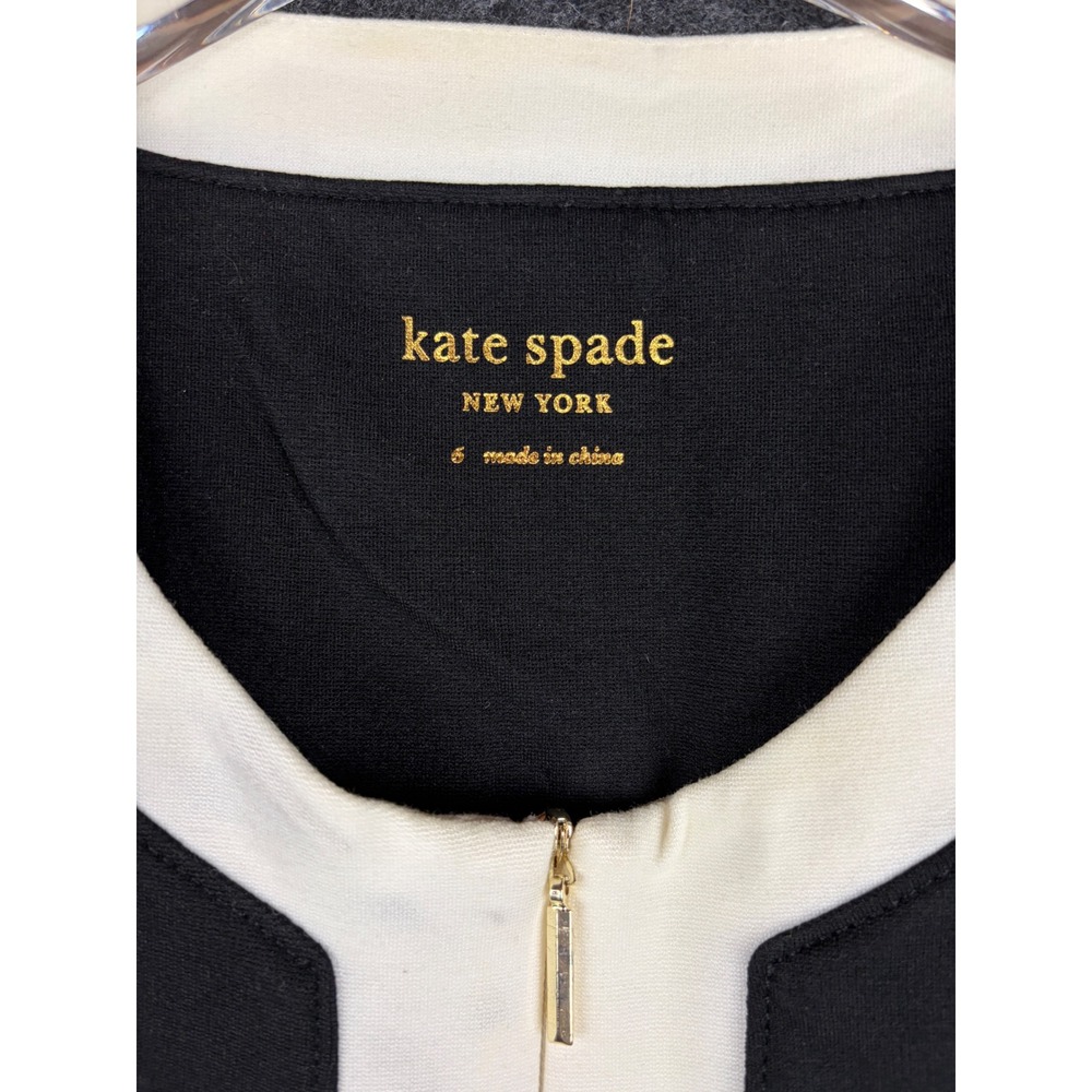 Kate Spade Contrast Panel Ponte Dress Black Cream Womens 6 NJMUB277 NWT